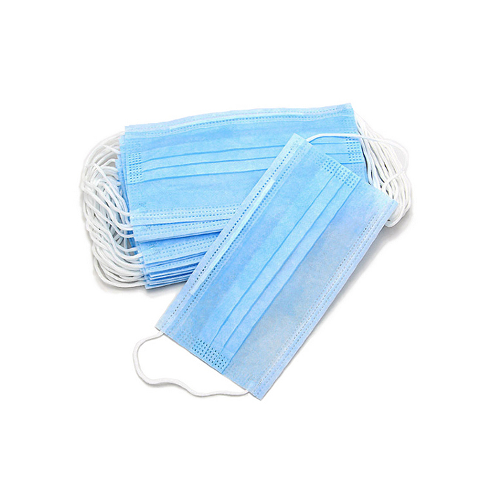Маска медицинская 3-х слойная (50шт/уп) с носовым фикс., голубая оптом в Торус
